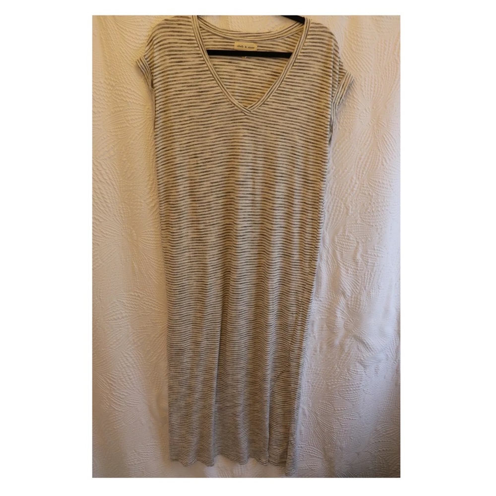 👛Cloth & Stone V Neck Stripe Maxi T Shirt Dress M